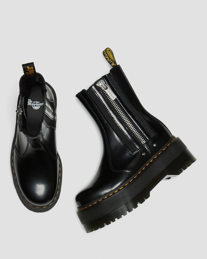 Botines Chelsea Dr Martens 2976 Max Cuero Plataforma Mujer Negros | MX 657YXF